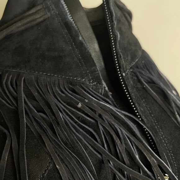 Sam Edelman Sexy Black Fringe Stiletto Heel Bootie Suede Black 9 - Picture 7 of 7